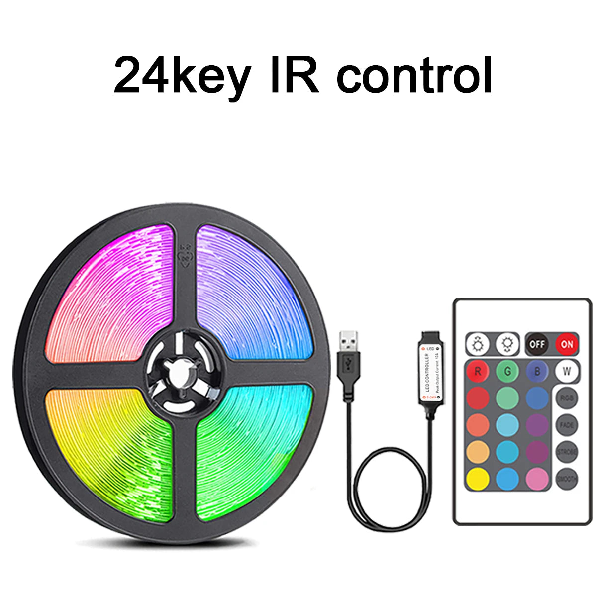 Led Strip Lights with 44 Key Remote Control 1m 5m 10m 20m RGB Tape Led Wall Room for Home Bedroom Party Decor TV Backlight Beauty World Shop