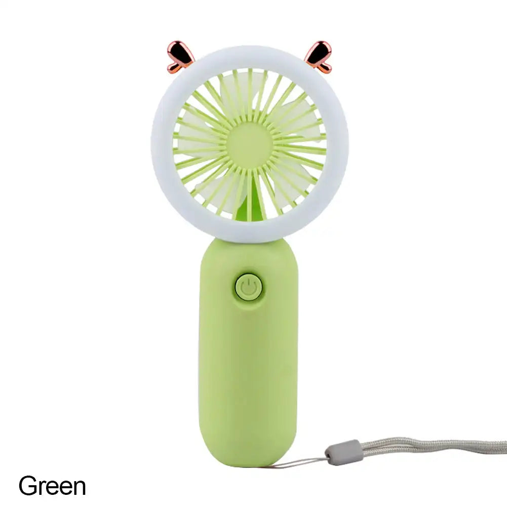 USB Handheld Mini Fan Foldable Portable Neck Hanging Fans 3 Speed USB Rechargeable Fan With LED Small Night Light Summer Gifts