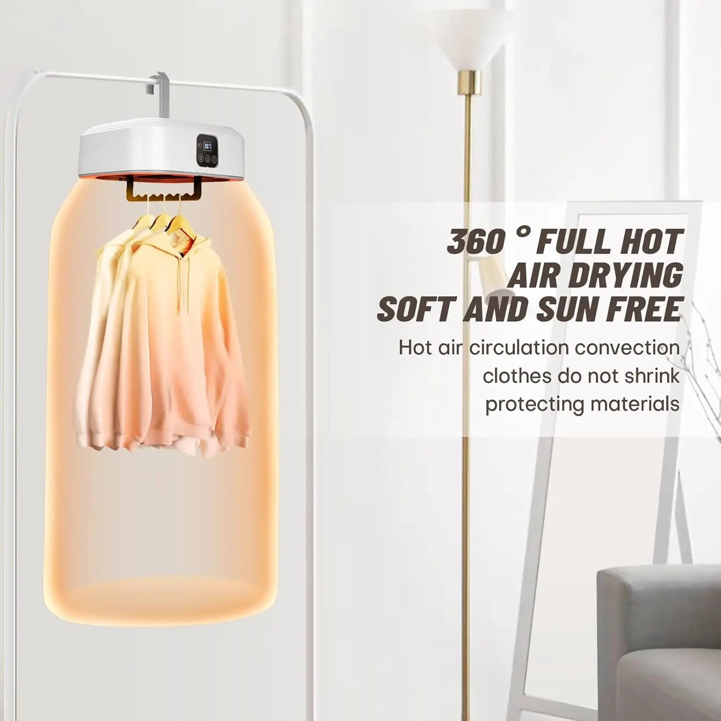 Portable Multifunctional Dryer Electric Clothes Dryer Low-noise Foldable Laundry Dryer Warm air Heating clothing and timing mode