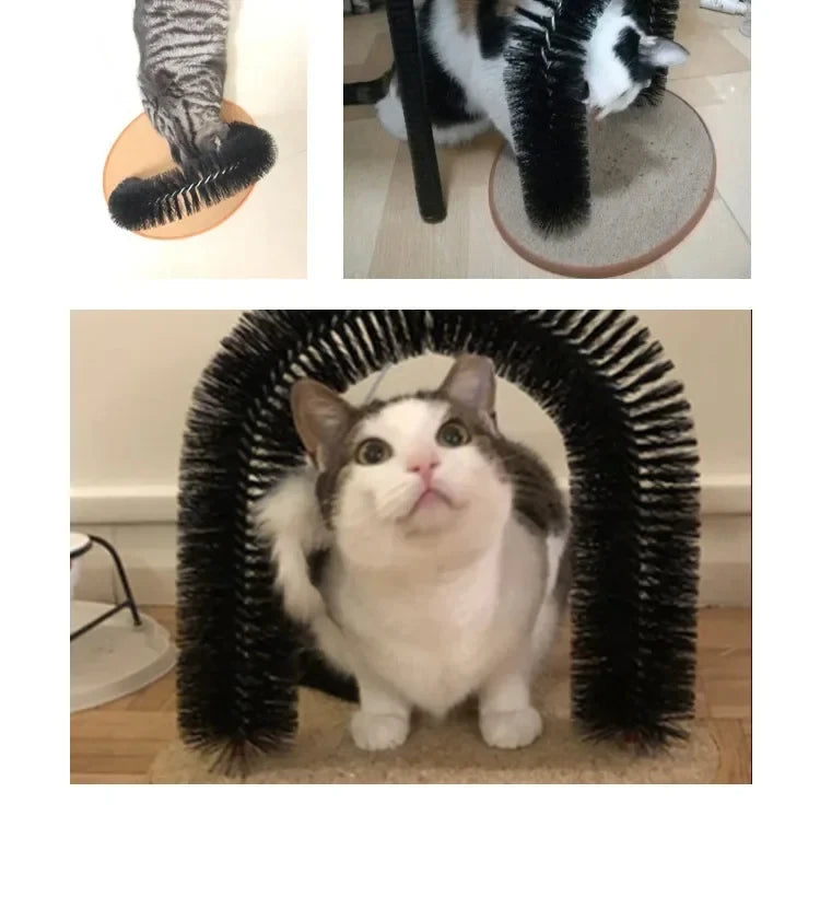 Cat Toy Arch Self Groome Pamper Feline with A Massage Grooming Rubbing Brush with Scratching Pad Toy for Cats Interactive Toys Beauty World Shop