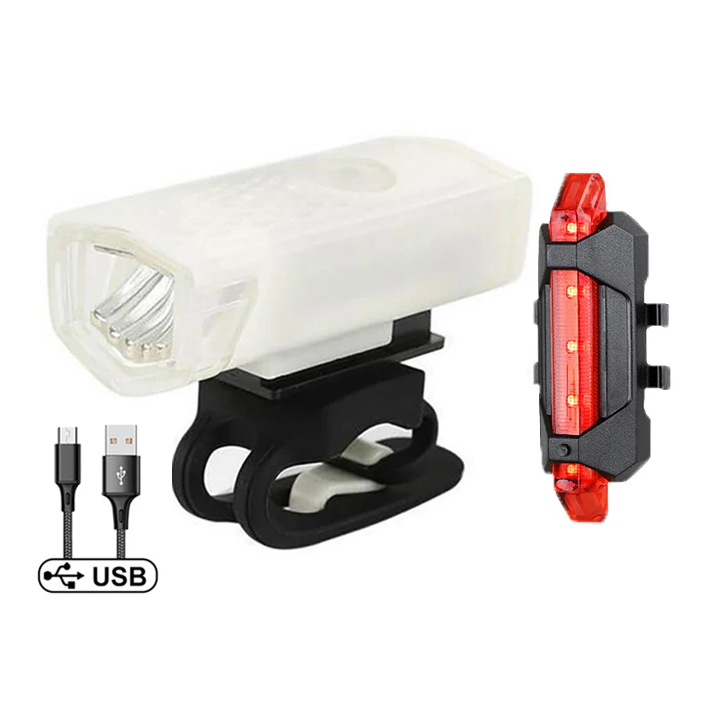 USB Rechargeable Bike Light Front Light Red Taillight Easy to Install 3 Modes Bicycle Accessories for the Bicycle Beauty World Shop