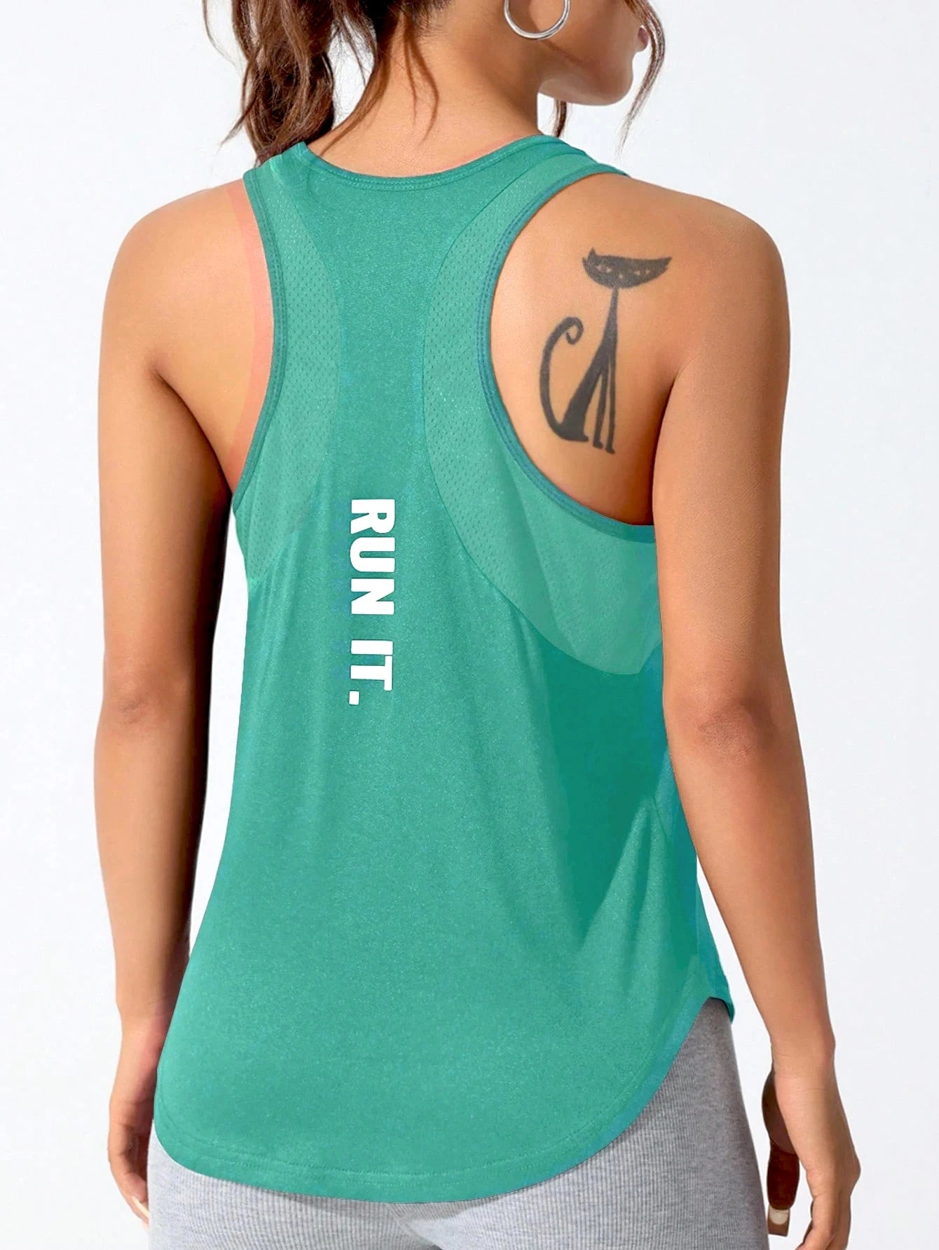 Women's running vest, special letter style, loose long top vest, a good choice for yoga running Beauty World Shop