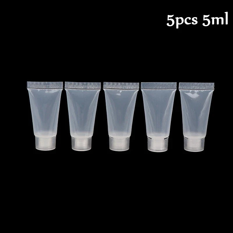 5pcs Squeeze Lotion Container Refillable Bottle Travel Pack Empty Matte Clear Tube Cosmetic Cream Lotion Shampoo Bath Beauty Trend Shop