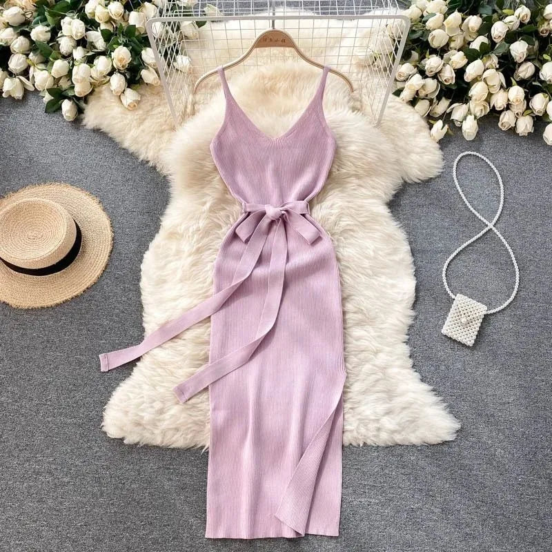 YuooMuoo Women Dress Sexy Cut Out Waist Package Hips Split Bodycon Dress Summer Fashion Lady Knitted Party Vestidos Sundress Beauty World Shop