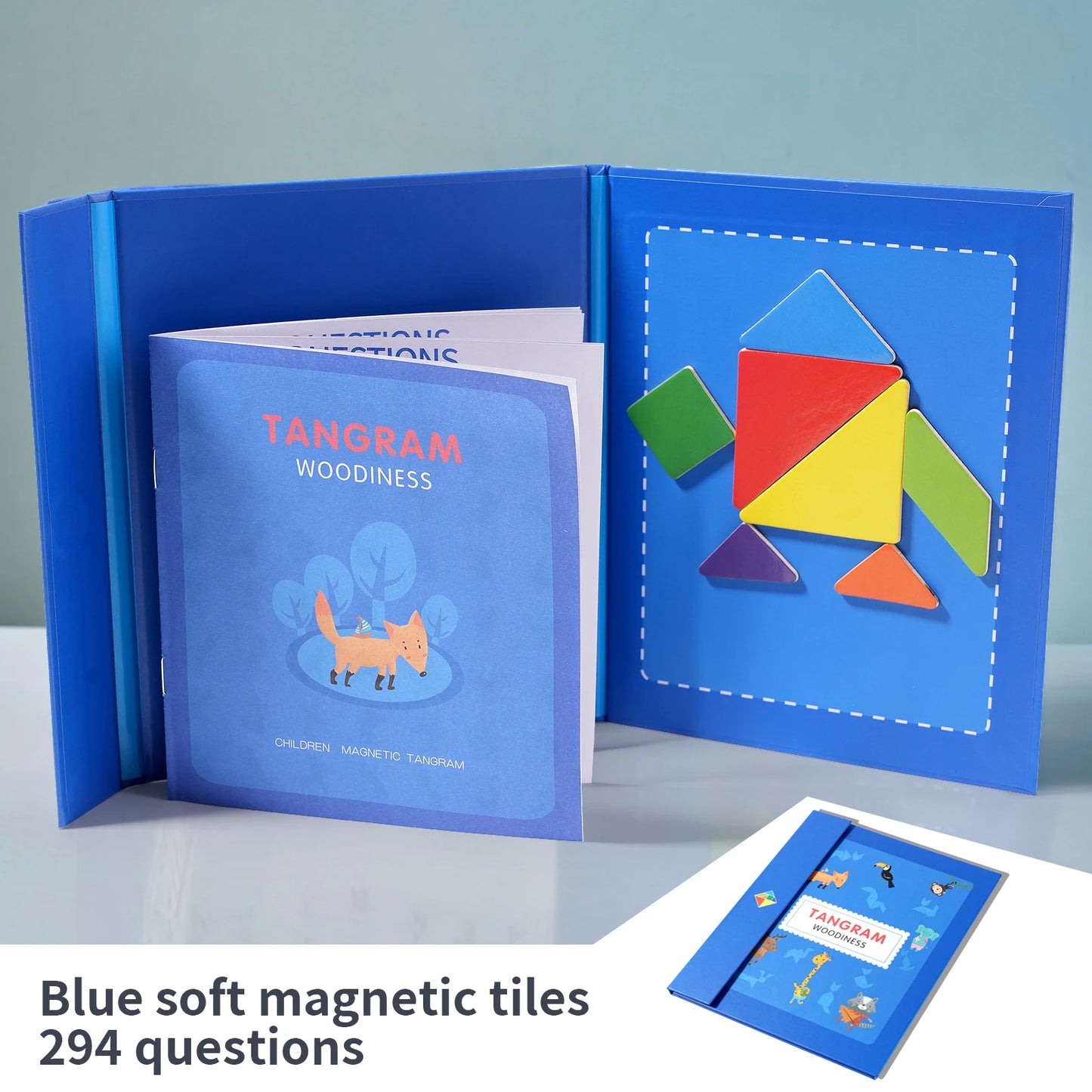 Magnetic Wooden Tangram Block Puzzle Game for Kids - Montessori Educational Intelligence Jigsaw Children's Gift Beauty Fashion