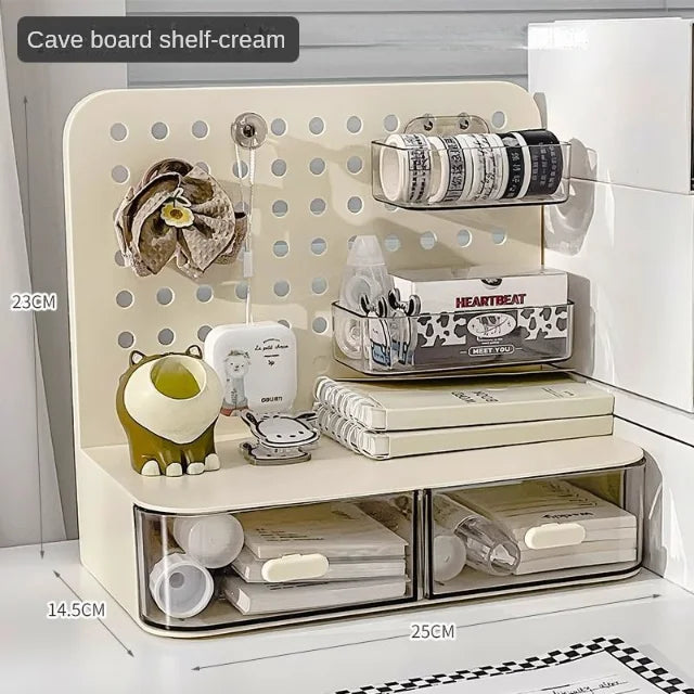 1 Pcs Desktop Perforated Board Storage Box Stationery Sorting Rack Desk Office Cosmetics Storage Rack Pen Holder Beauty World Shop