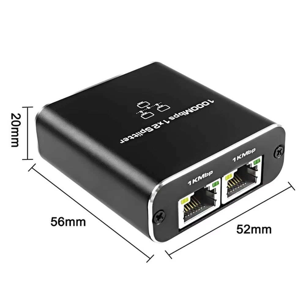 Network Splitter 1000Mbps Hub 1 to 2 RJ45 Adapter Gigabit Converter Internet Ethernet 8P8C Set-Top Extender Plug Extension Beauty World Shop