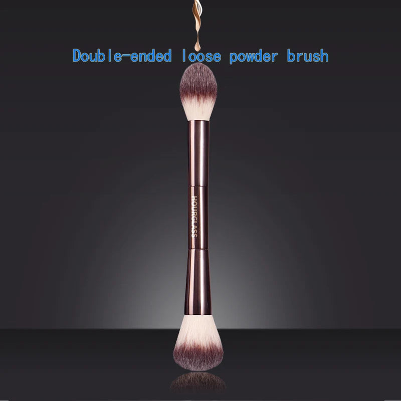 Makeup brush, powder brush, blush brush, loose powder brush, exquisite professional metal handle, double-head design, with box Beauty World Shop
