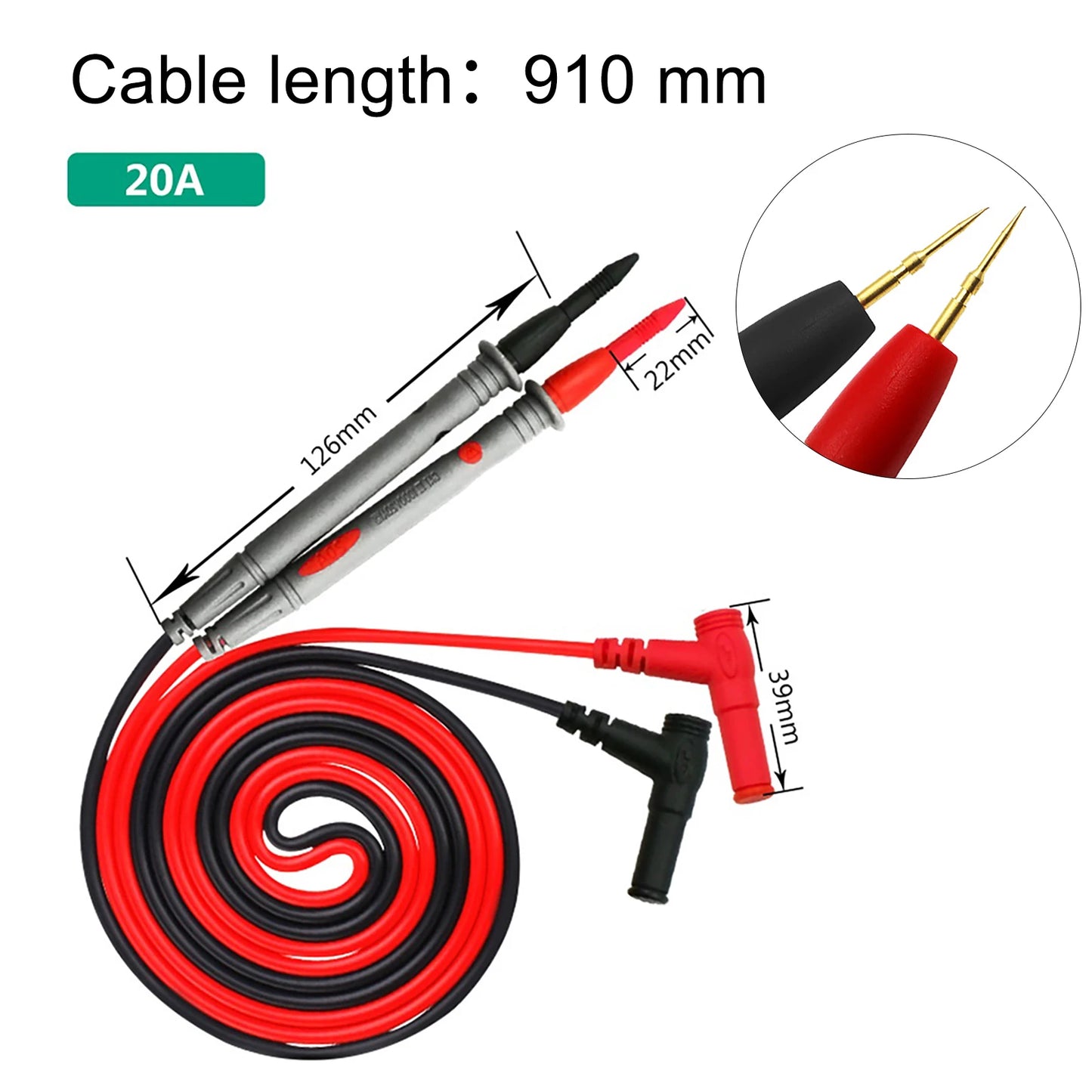 20A 1000V Multimeter Test Heads Needle Pin Digital Multi Meter Head Wire Pen Cable Kit Multimeter Voltmeter PVC Tester Kit Beauty World Shop