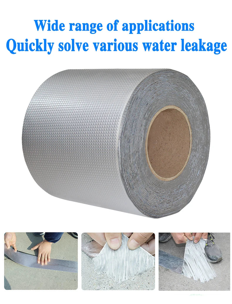 Waterproof Tape High Temperature Resistance Aluminum Foil Thicken Butyl Tape Wall Pool Roof Crack Duct Repair Sealed Self Tape Beauty World Shop