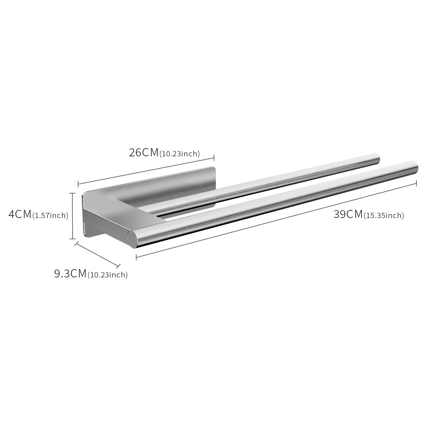 Bathroom Towel Racks No Drill Double Adhesive Towel Bar Stainless Steel Black 39 CM Towel Rack for Bathroom and Kitchen Beauty World Shop