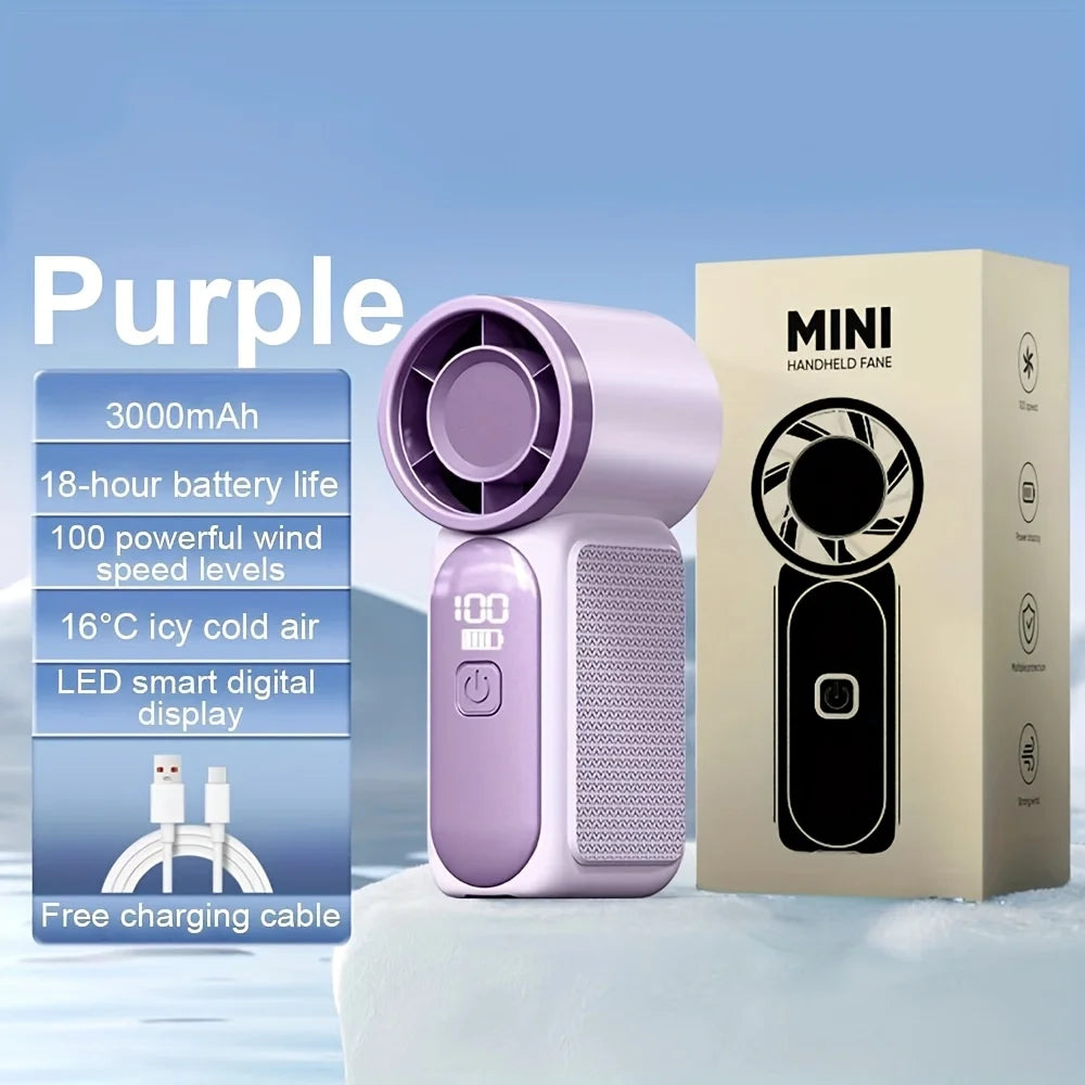 Mini High Speed Handheld Fan 3600mAh LED Display Portable Mini Handheld Turbo Fan, Desk Fan, Outdoor Cooling, Rechargeable Fan