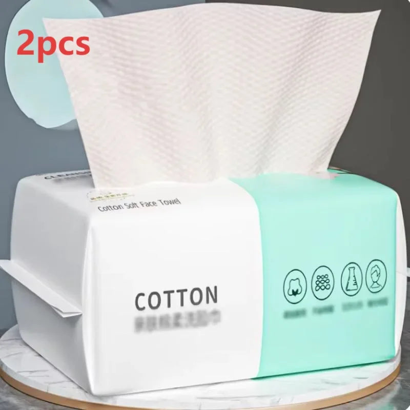 Reusable thickened face towel One pack of 50 pieces per pack Travel cleanser, wet and dry makeup remover, cotton soft fabric Beauty World Shop