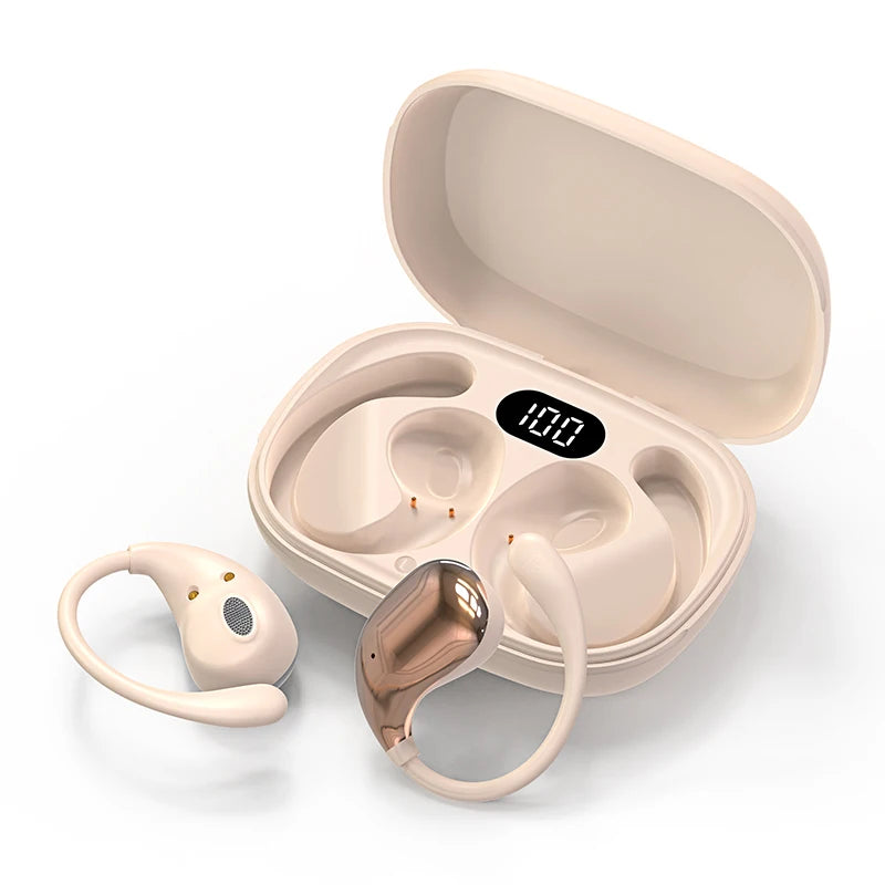 Bluetooth 5.4 Ear Hook Headphones TWS Wireless Earphones HiFi Stereo Waterproof Headsets LED Display Long Standby Touch Earbuds Beauty World Shop