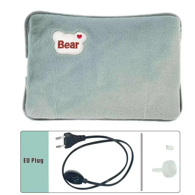 European standard plug winter warm handbag hot water bag, reusable plush electric water bag, charging heating water bag Beauty World Shop
