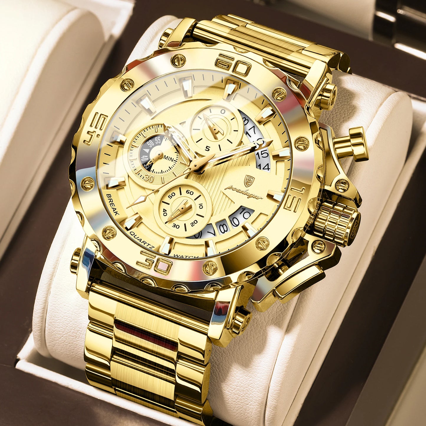 POEDAGAR Luxury Men's Watch Calendar Luminous Waterproof Man Clock Chronograph Stainless Steel Quartz Watches For Men Reloj Gift Beauty World Shop