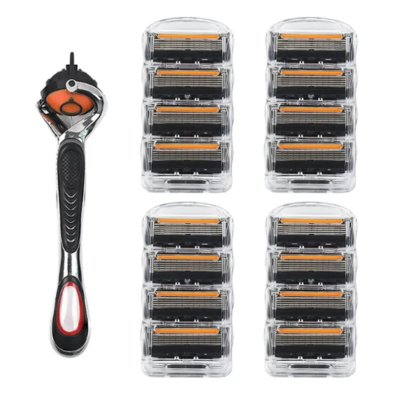 Hot Selling Manual Razor for Men Five Layer Blade Stainless Steel Blades No Skin Damage Old Style Blades Shaver Heads Razor Beauty World Shop