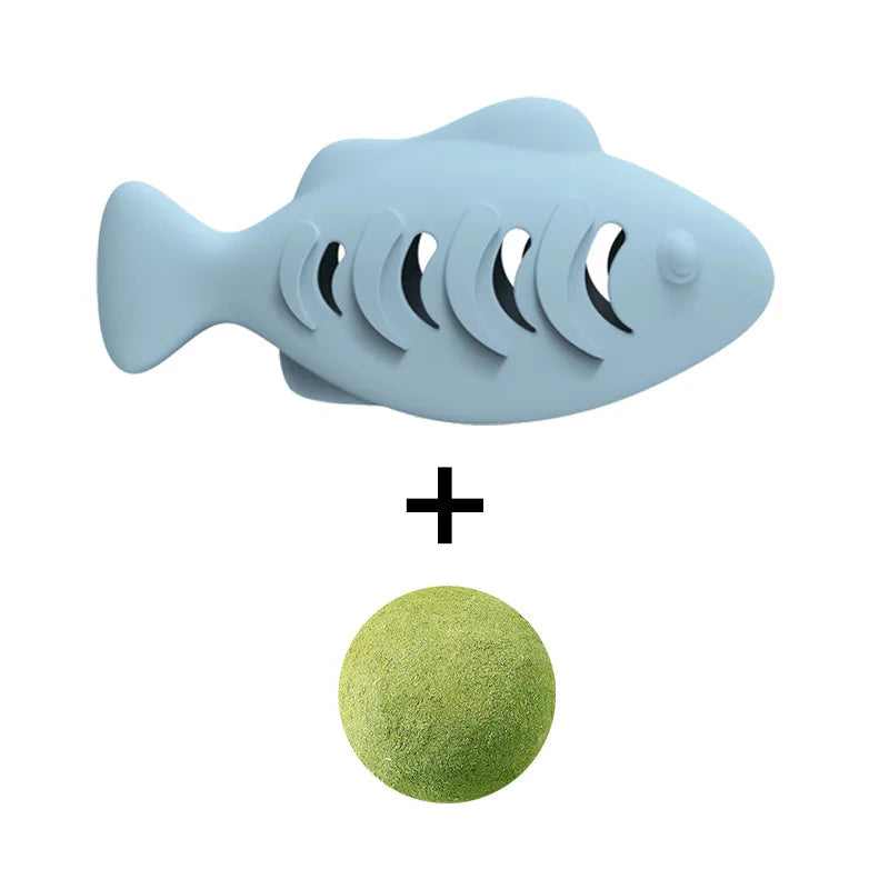 Silicone Treat Dispensing Fish Teeth Cleaning Self-Playing Boredom Relief Cats Wand Kitten Chew Resistant Molar Interactive Toy Beauty World Shop