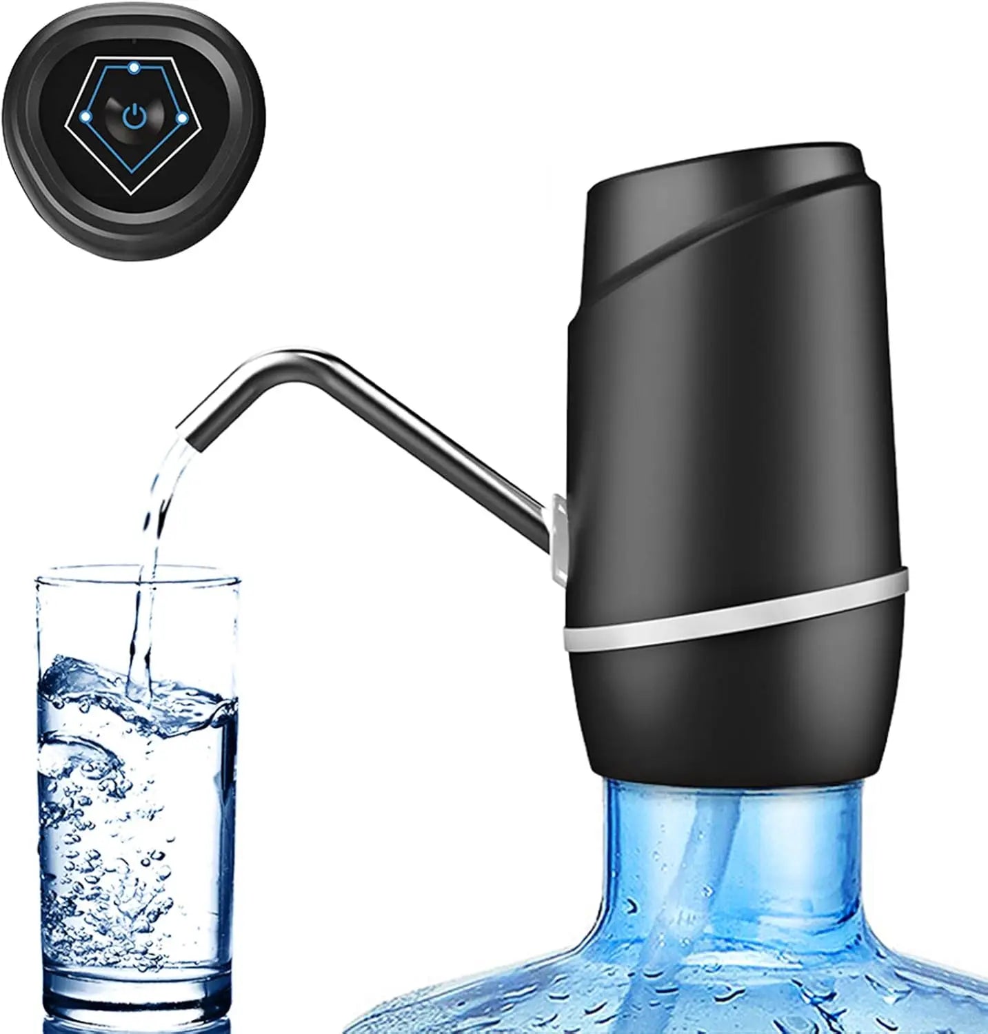 1pcWhite/Black Water Bottle Pump USB Charging Auto Switch Drinking Dispenser Charging One Click Auto Switch Drink Pump Dispenser Beauty World Shop