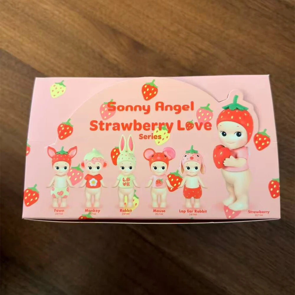 Genuine Sonny Angel Strawberry Love Series Cute Collectible Blind Box Dolls Desktop Decorations Surprise Fan Birthday Gift Toy Beauty World Shop