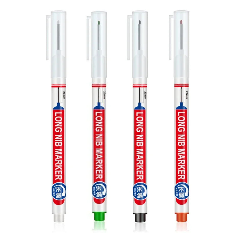 4Pcs/Set 20mm Deep Hole Long Nib Head Markers For Metal Perforating Pen Waterproof Bathroom Woodworking Decoration Multi-Purpose Beauty World Shop