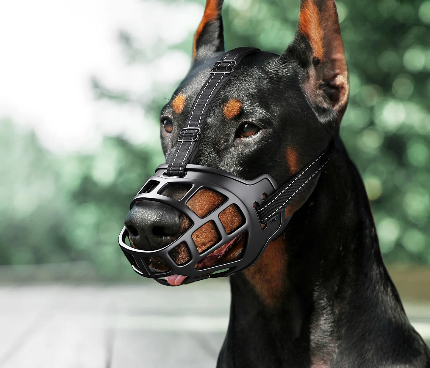Adjustable Dog Muzzle Anti-Biting Dog Mouth Cover With Reflective Strip Can Drink Water Breathable Plastic Beauty World Shop