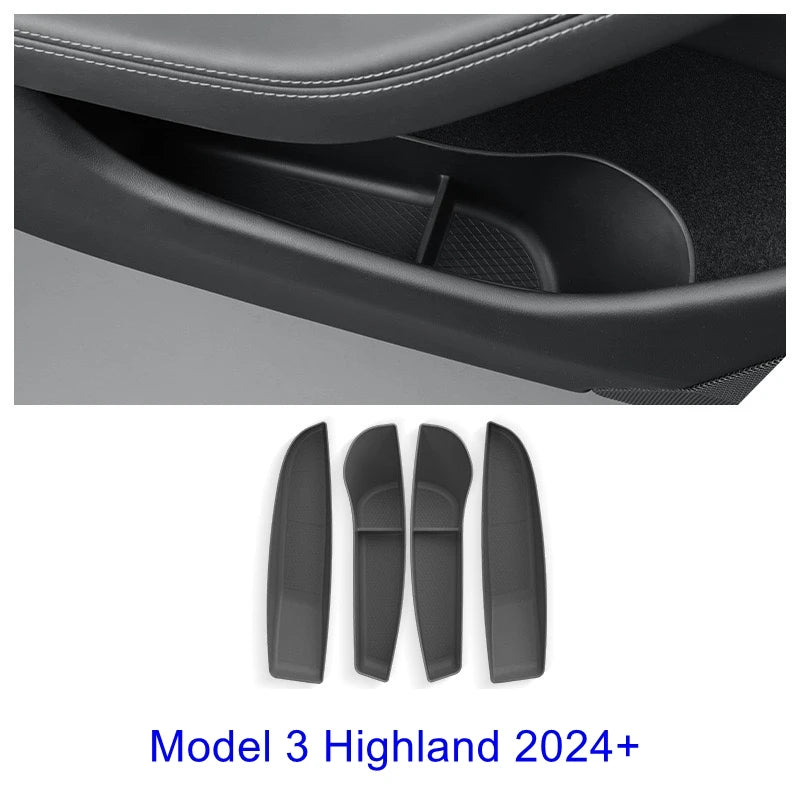 Car Door Side Storage Box for 2025 2026 Model 3 Y Juniper Door Organizer Tray Accessories Slot Pockets Insert Protector Mats Pad Beauty World Shop