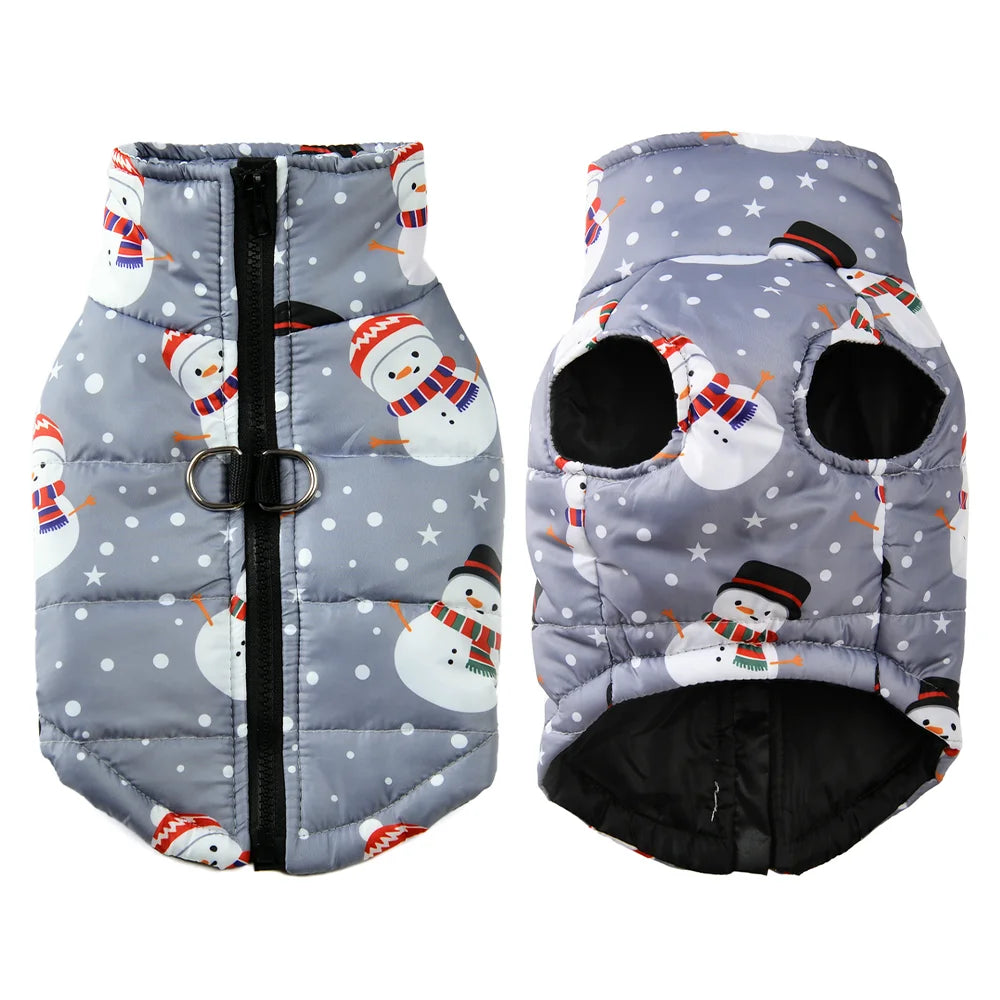 New Year Pet Coat For Christmas Deer Print Dog Jacket With D-ring Waterproof Pets Costume For Small Medium Dogs Bulldog Clothes