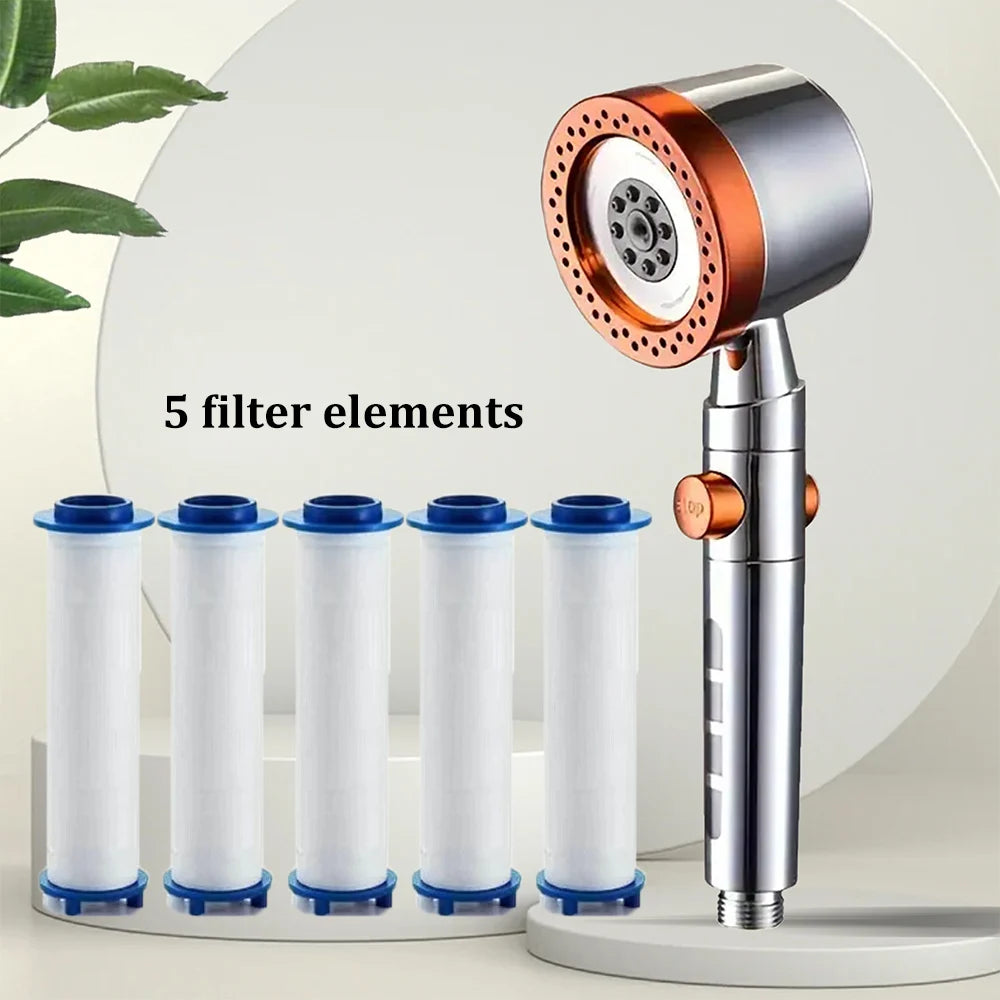 New High Pressure Water Saving Filter Shower Head 5 Modes Handheld Shower Head One Button Stop Bathroom Accessories Set Beauty World Shop
