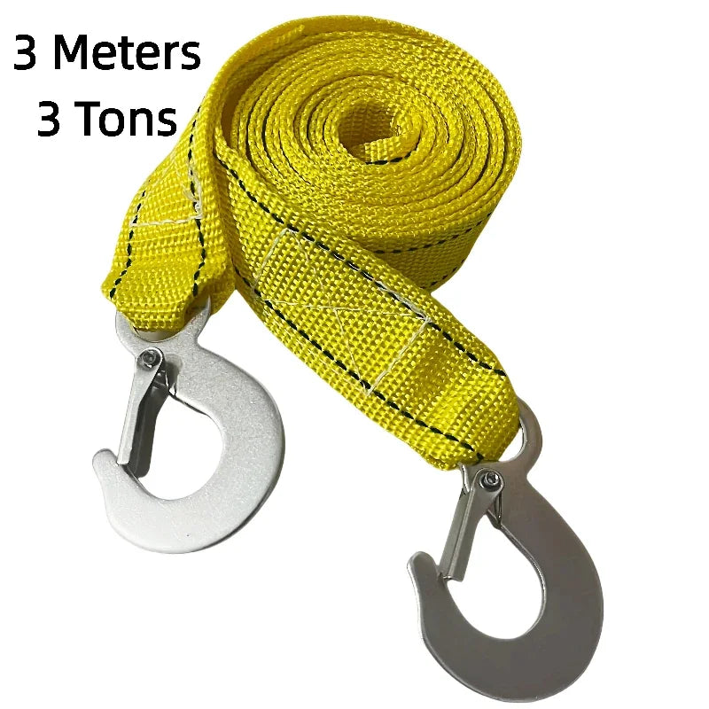 1 Pcs 3M/4M Car Tow Cable Heavy Duty 3Ton/5Ton Trailer Rope Towing Pull Rope Strap Hooks Van Road Recovery Car Accessories Beauty World Shop