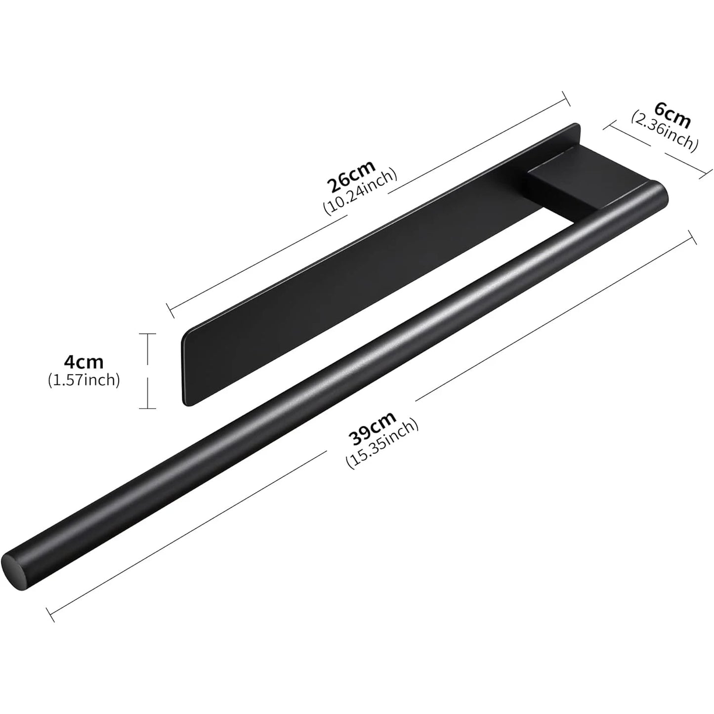 Bathroom Towel Racks No Drill Double Adhesive Towel Bar Stainless Steel Black 39 CM Towel Rack for Bathroom and Kitchen Beauty World Shop