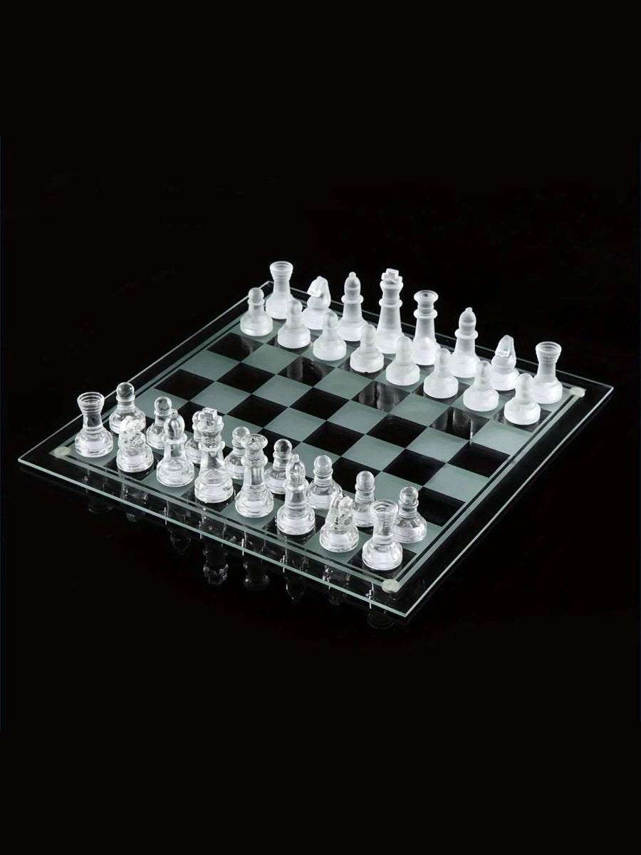 10Inch Handcrafted Glass Chess Set Premium Quality Intricate Design for Home Decor Perfect for Game Nights & Chess Lovers Beauty World Shop