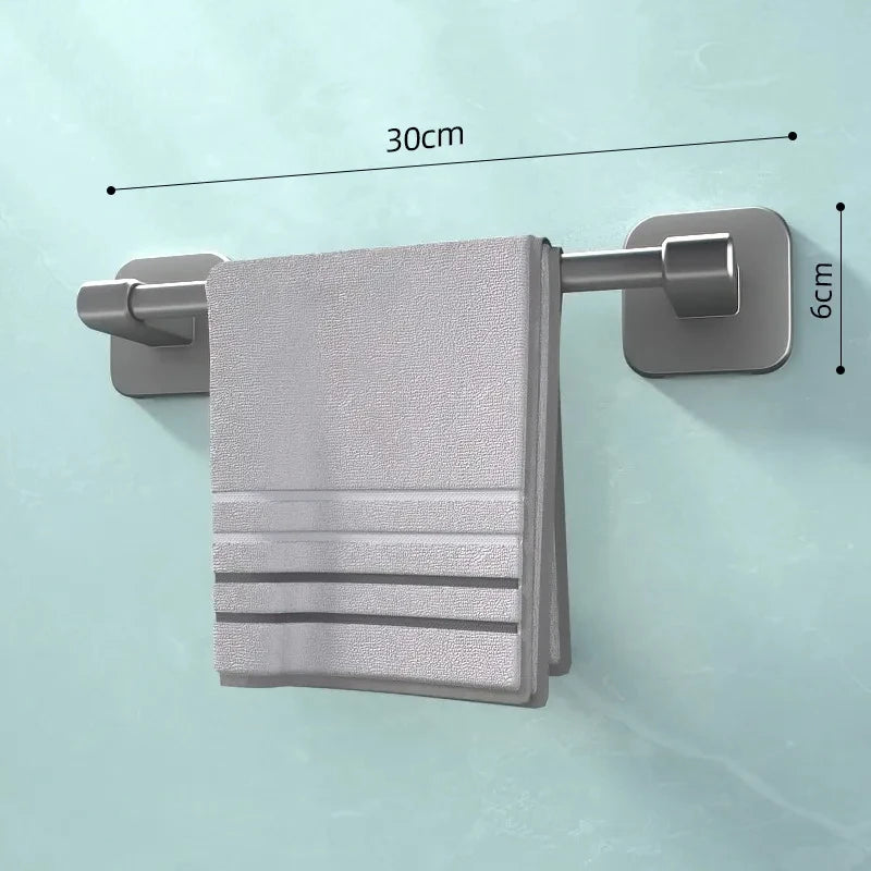 Non perforated suction cup wall mounted towel rack, bathroom storage rack, bathroom horizontal bar towel rack Beauty World Shop