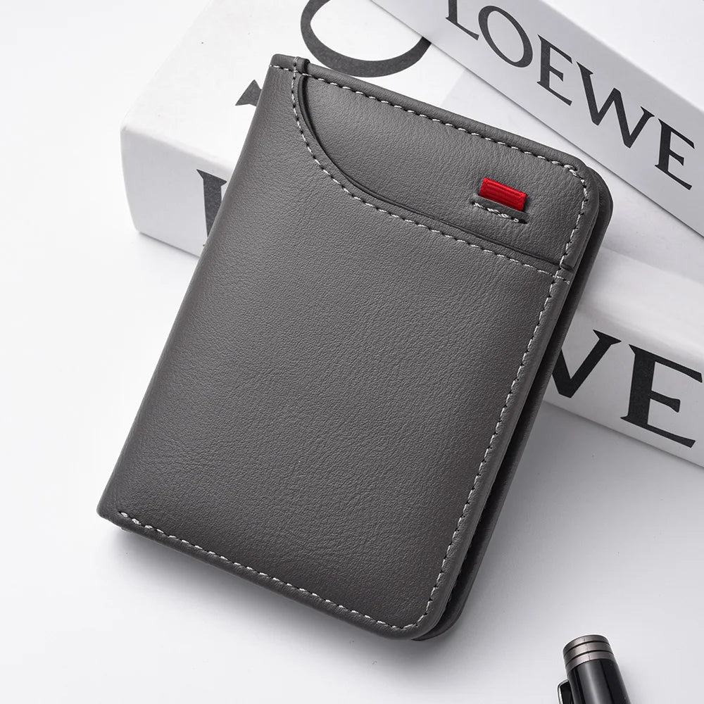 1Pc New Ultra-thin Mini Soft PU Leather Credit Card Wallet Holder Short Vertical High Quality Men's Wallet Beauty World Shop
