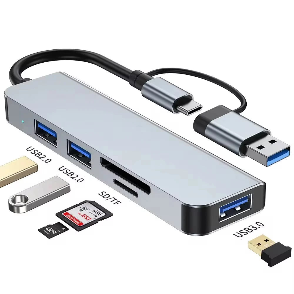 8 In 2 USB HUB With Splitter Card Reader, USB C Port, USB 3.0 / 2.0, SD/TF Splitter Card Reader, Docking Station Beauty World Shop