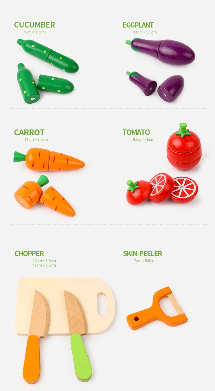 Simulation Kitchen Pretend Toy Wooden Classic Game Montessori Educational Toy For Children Kids Gift Cutting Fruit Vegetable Set Beauty World Shop