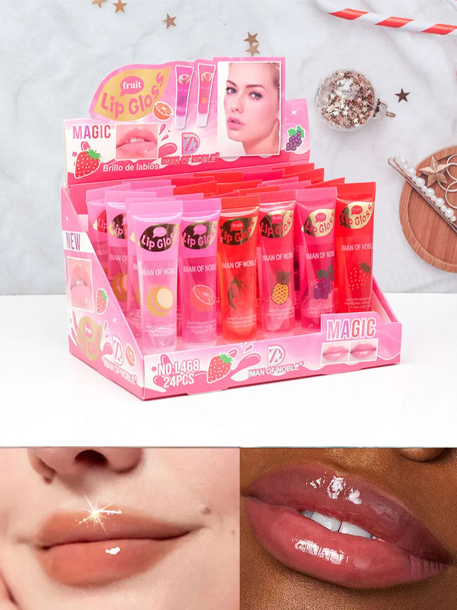 6pcs/set, Moisturizing Clear Lip Gloss, Pineapple, strawberry, grapes Translucent Plumping Lip Oils Gift Set Beauty Trend Shop