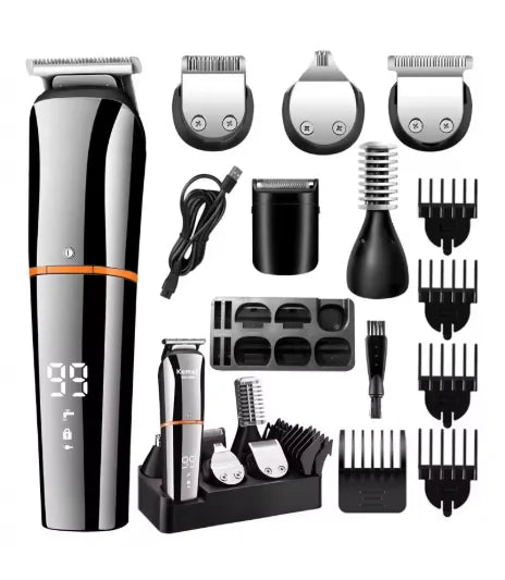 Kemei Waterproof 11-in-1 Men's Grooming Kit Electric Beard Trimmer Shaver Hair Clipper Rechargeable Nose Hair Trimmer KM-5898 Beauty World Shop