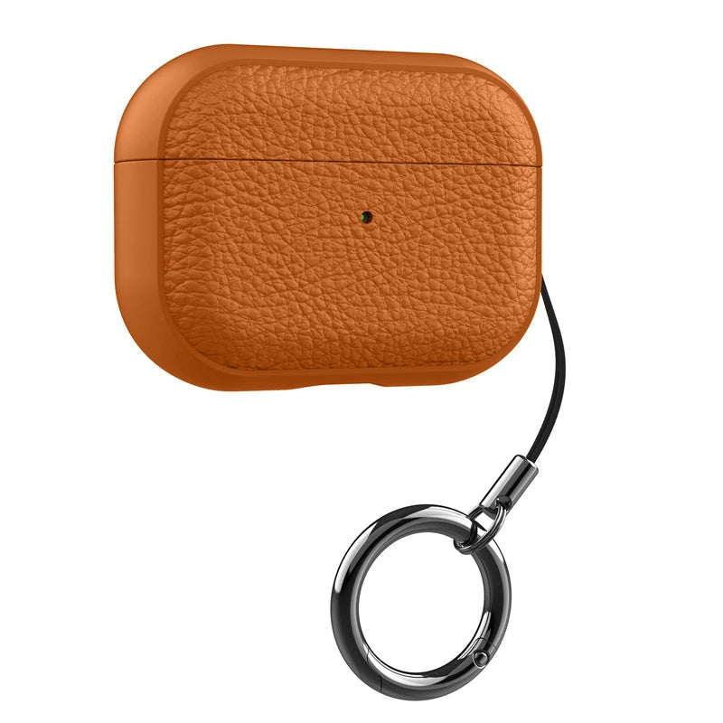 For Airpods Pro3 Case Luxury Lychee Leather Business Earphone Case with Hook Strap Headphone Cover For Apple AirPods 4 3 2 1 Pro
