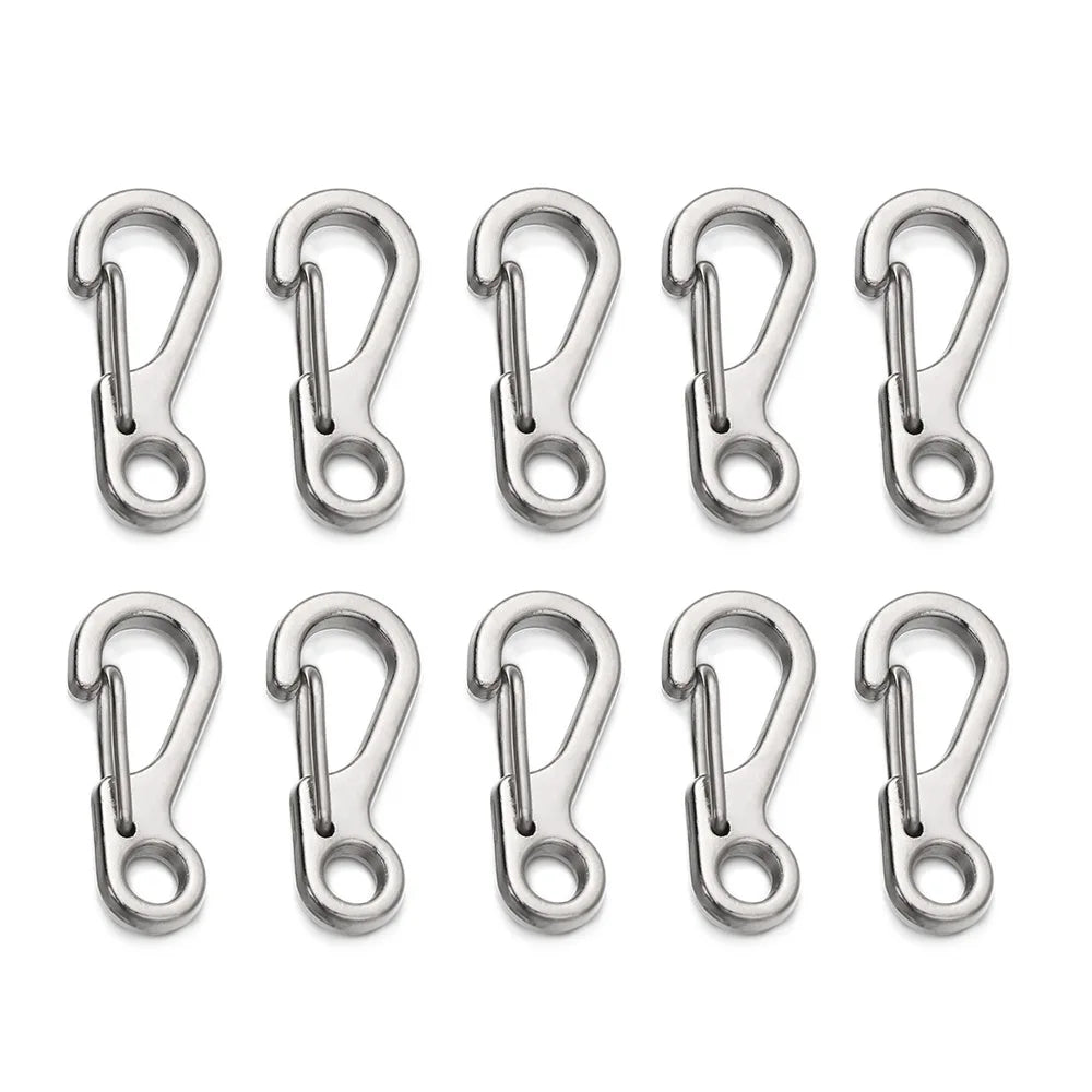 4/10Pcs Carabiner D-Ring Key Chain Spring Clips Mini Aluminium Alloy Hang Buckle Survival EDC Gear Outdoor Camping Keyring Tool Beauty World Shop