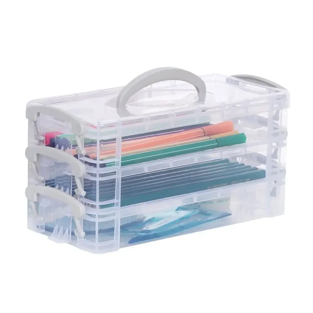3/6-layer Paintbrush Box Watercolor Detachable Pen Storage Box Color Multi-function Stationery Organizer School Supplies Beauty World Shop