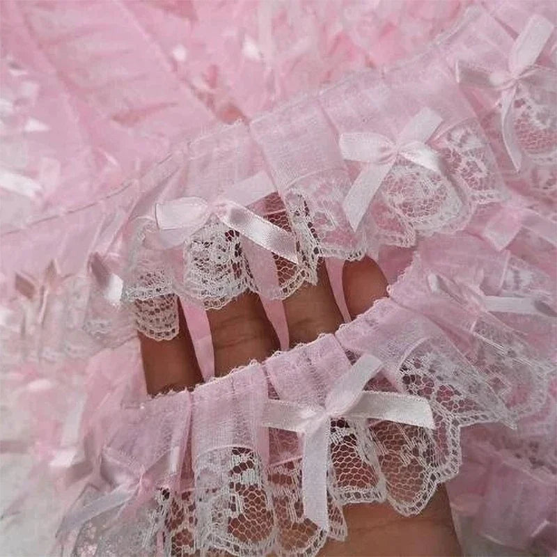 1 Yard Pink Bow Embroidery Lace Fabric Trim DIY Clothing Decoration Accessory 5CM Wide Home Accessories Store