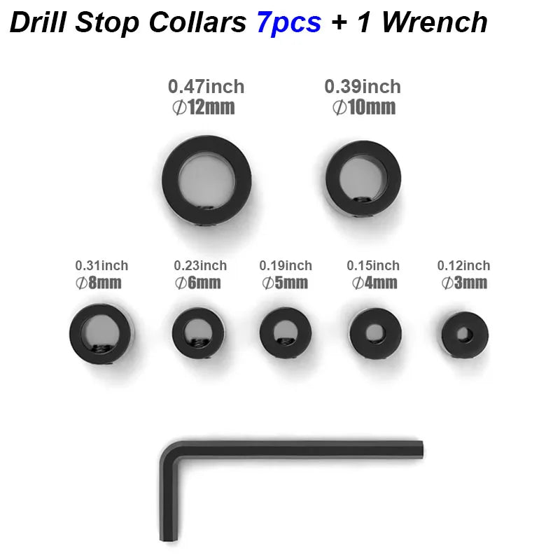 Drill Stoper Collar Set Stop Bit Ring Shaft Limit Metric Lock Steel Press Depth Ajustable Positioner Hole Guide Woodwork Tool Beauty World Shop