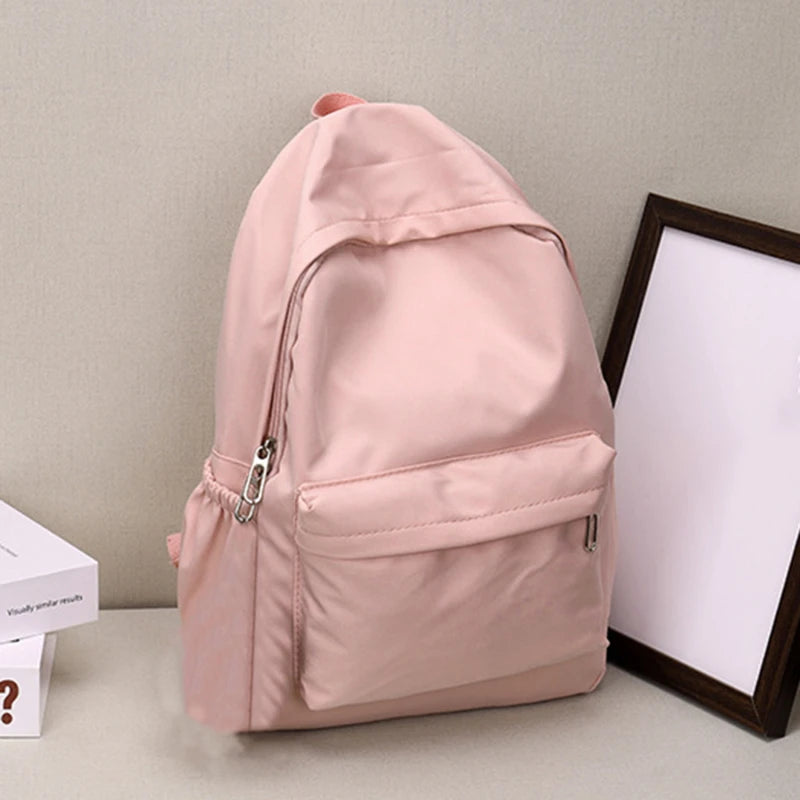 Lightweight Solid Color Backpack for High School Students Multifunctional Casual Bag School Travel Daily Use Simple Design Beauty World Shop