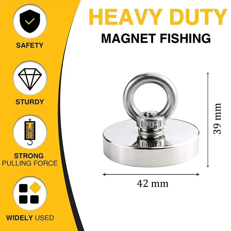 Super Strong Suction Salvage Helper, Made of N52 Heavy Rare Earth Material, with Countersunk Hole and Eyebolt Suction metal Beauty World Shop