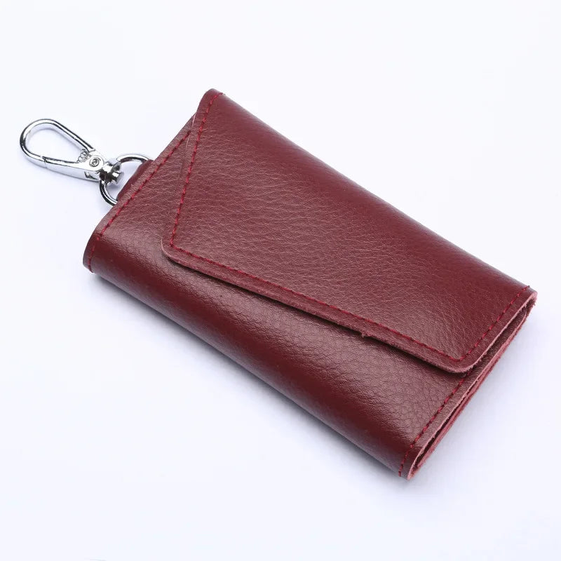 New Genuine Leather Keychain Men Key holder key organizer Pouch Car Key pouch Wallet Housekeeper Key Case Mini Card Bag Beauty World Shop