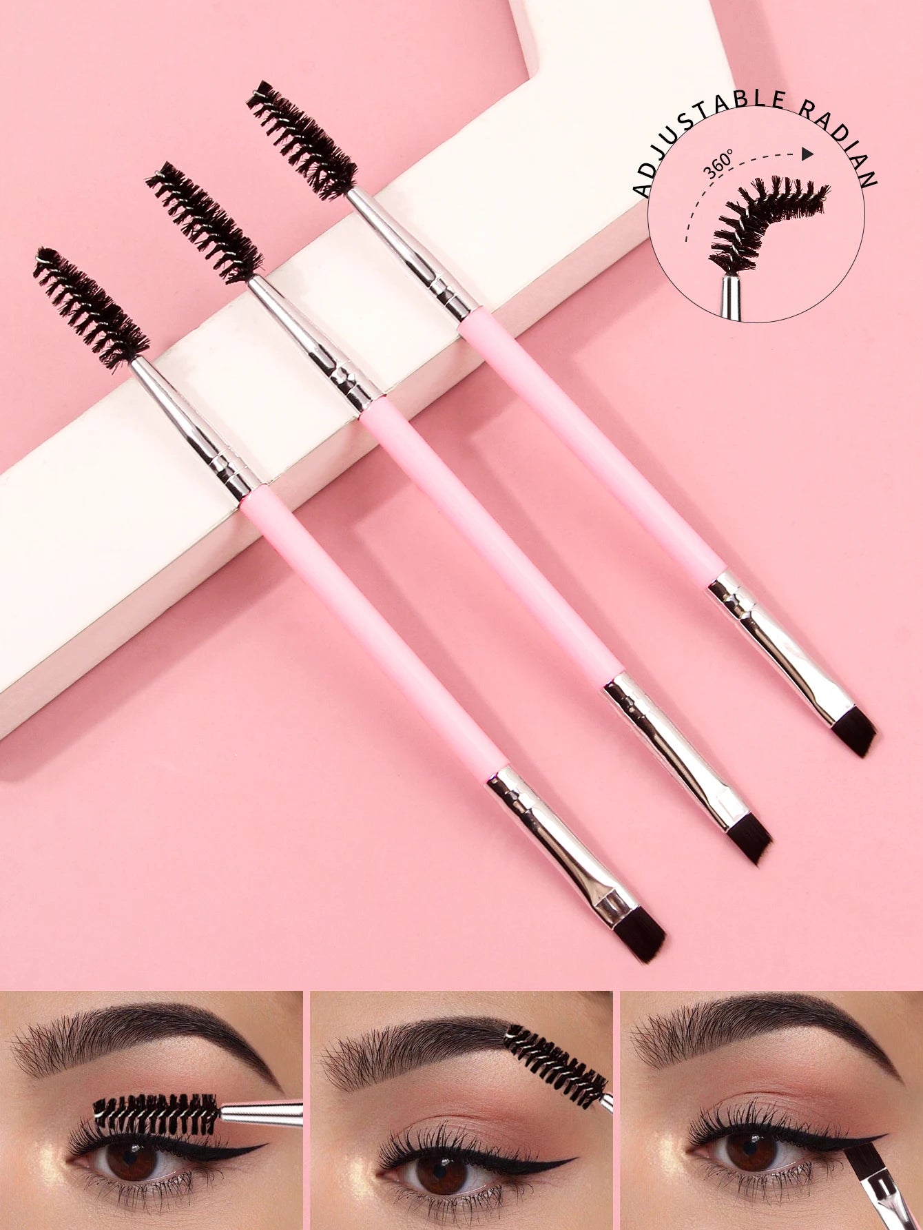 Clearance_3PCS professional single double end angle eyebrow eyelash makeup brush high quality eyebrow pencil eyeliner brush_Cont Beauty World Shop
