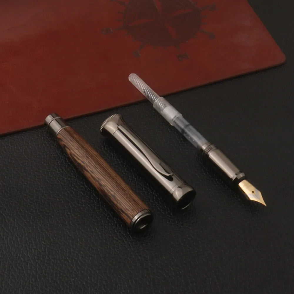 1pc wood Fountain Pen Tiger skin pattern Gun Grey Stationery Office School Supplies new ink pen Beauty World Shop