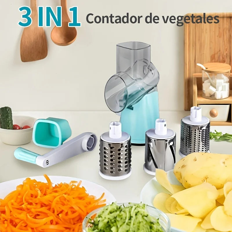 1 Set Super Efficient 3-in-1 Cheese Grater & Vegetable Slicer - Manual Food Processor for Effortless Kitchen Prep Home Accessories Store