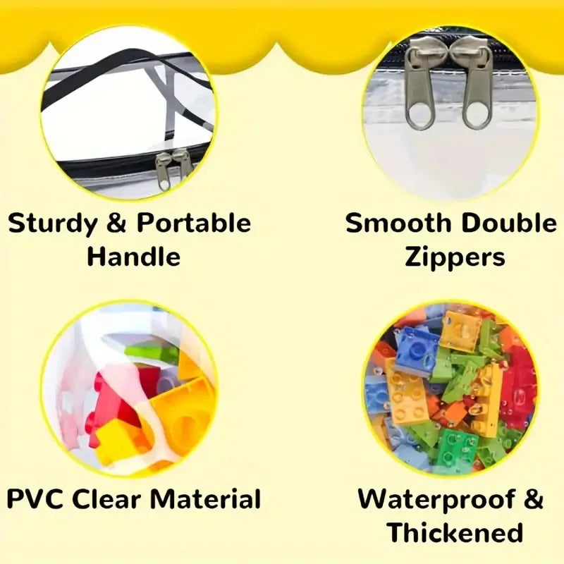 Transparent Mesh Zipper Toy Storage Bag - Large Capacity Puzzle and Block Organizer, Ideal for Toy and Building Block Storage So Beauty World Shop
